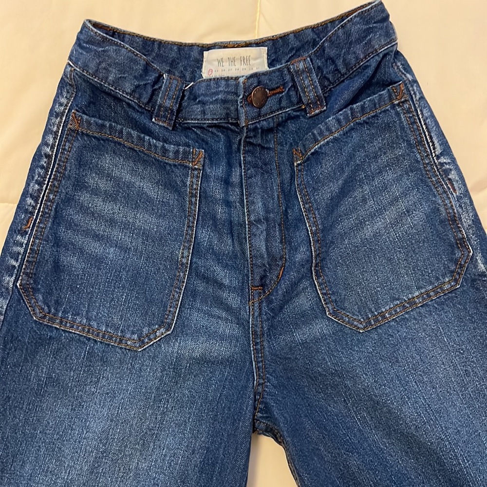 We The Free Wide Leg Cropped Jeans in Dark Blue Denim - Picture 8 of 16